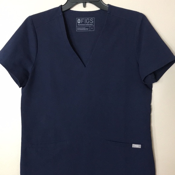 FIGS Technical "Casma" Scrub Top Small Style FW1100 Navy Blue medical shirt - Picture 2 of 10